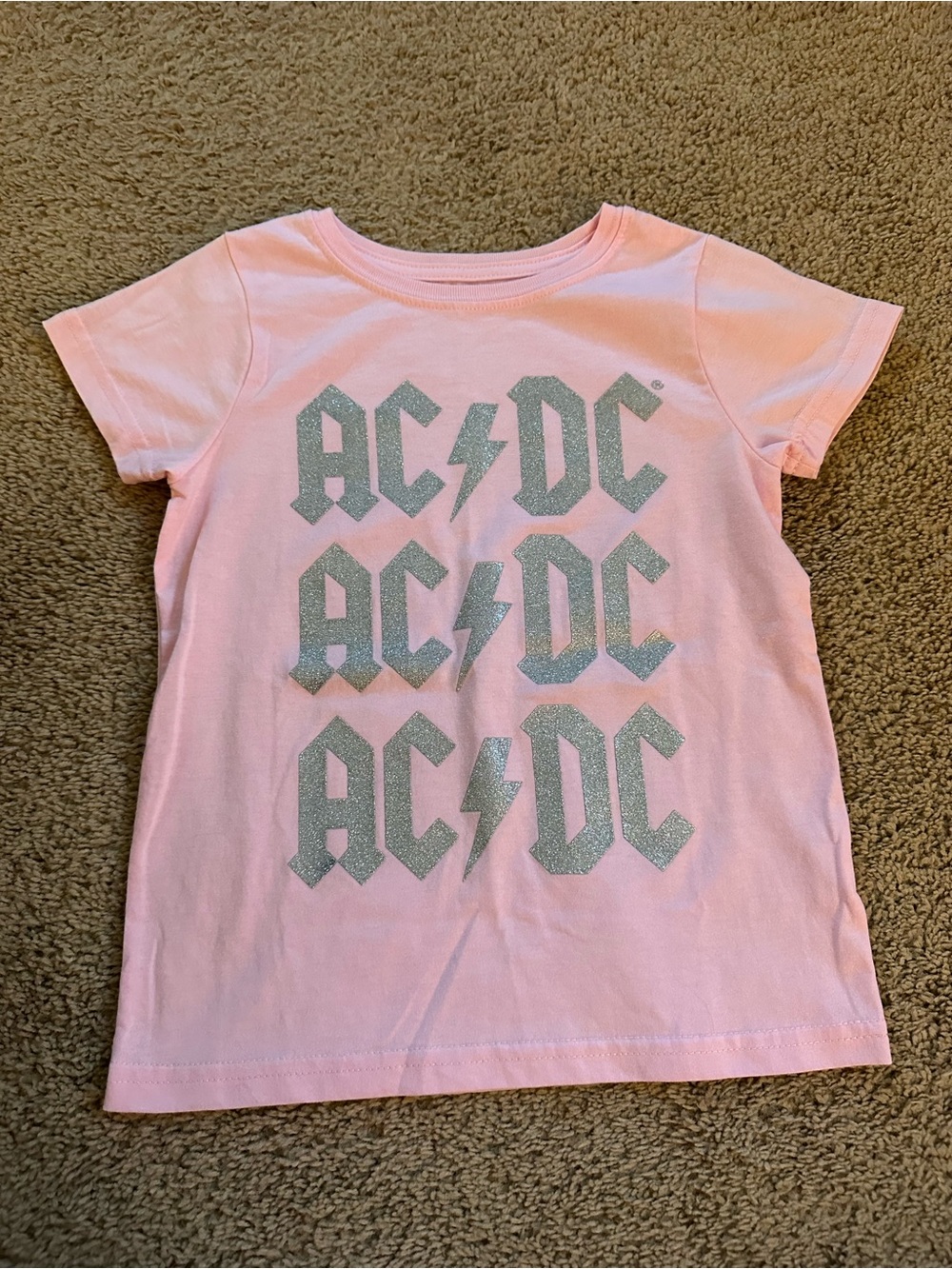 AC/DC Girls' Pink Logo Short Sleeve Tee.